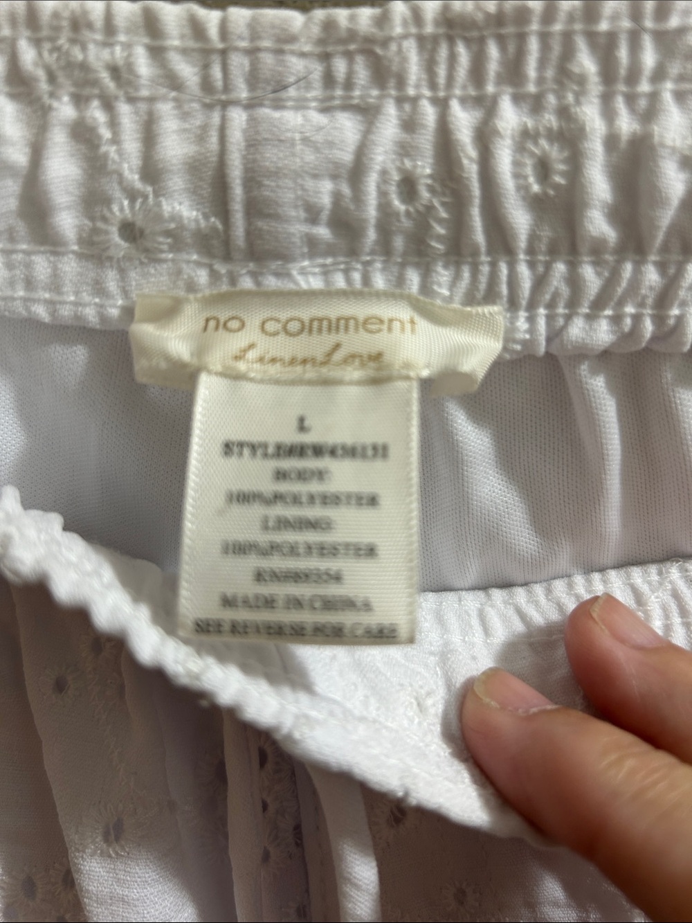 Women's White Eyelet Wide-Leg Drawstring Pants - Picture 2 of 4